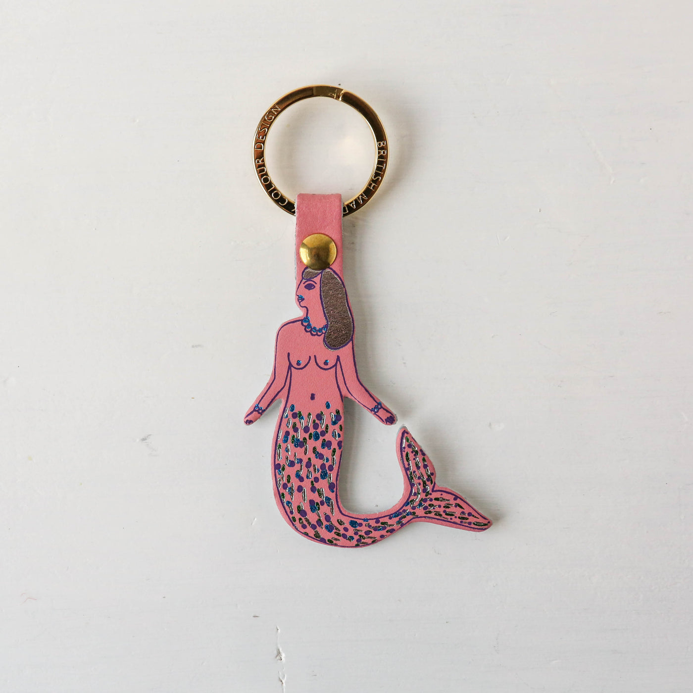 Mermaid Shaped Leather Keyring