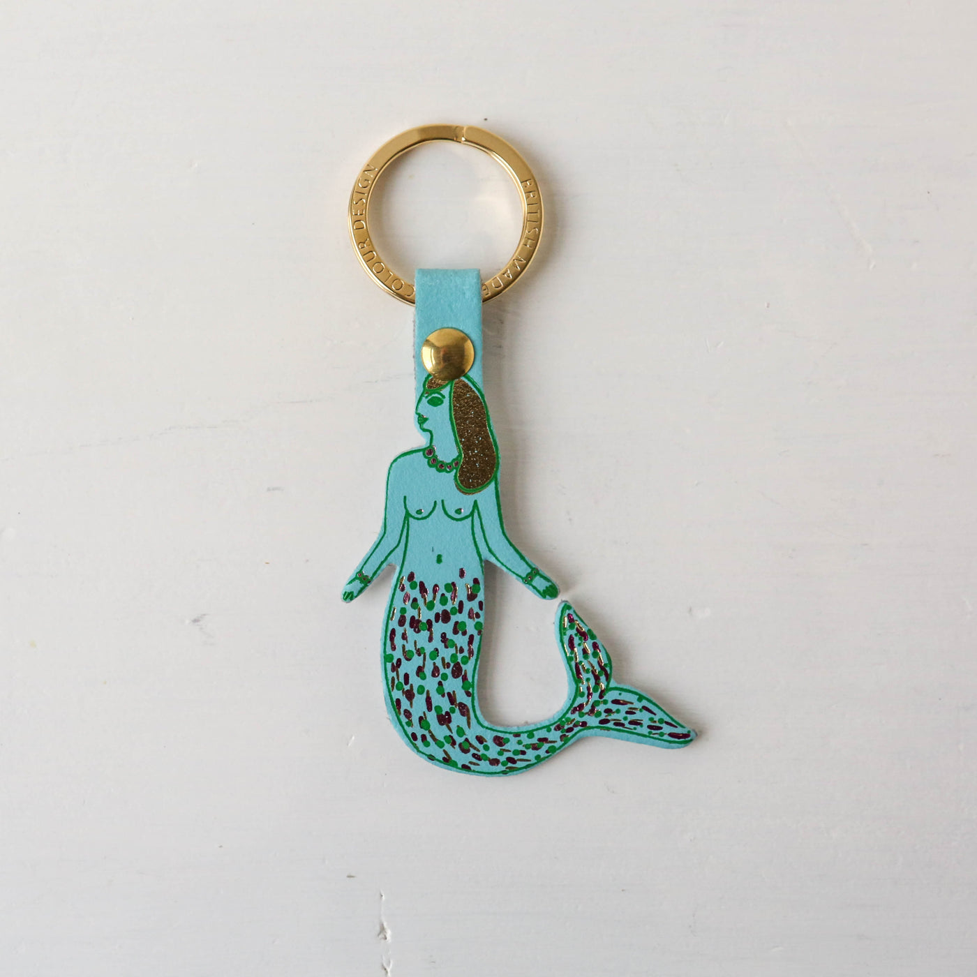 Mermaid Shaped Leather Keyring