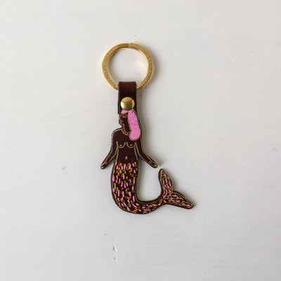 Mermaid Shaped Leather Keyring