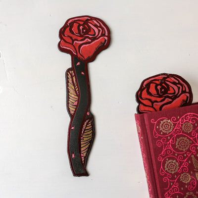 Rose Leather Bookmark