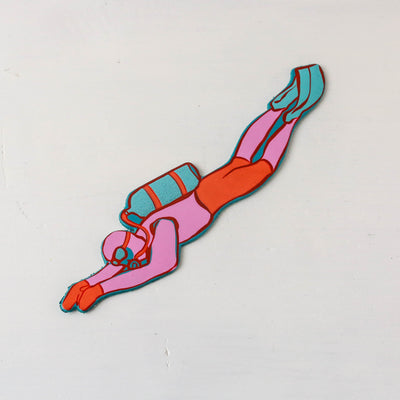 Scuba Diver Leather Bookmark