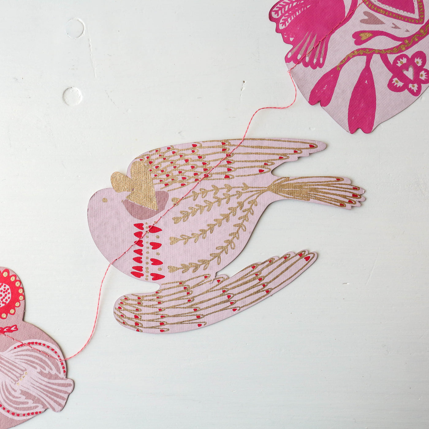 Love Birds Sewn Paper Garland