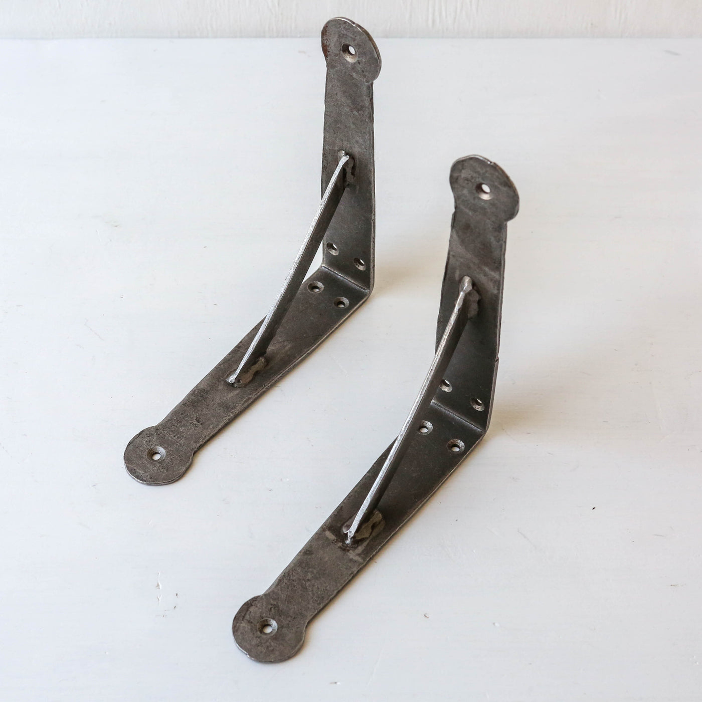 Penny End Hand Forged Shelf Bracket Pair - 150mm