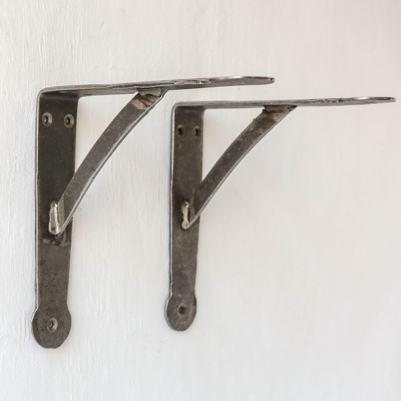 Penny End Hand Forged Shelf Bracket Pair - 150mm