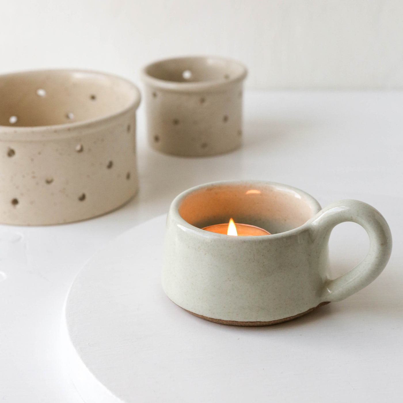 Stoneware Tea Light Cup - Milk