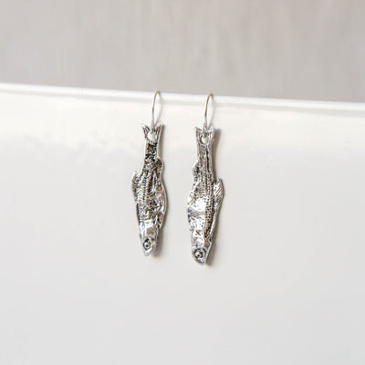 Silver Sardine Earrings