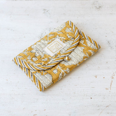 Quilted Cotton Multi Pocket Pouch/Jewellery Roll