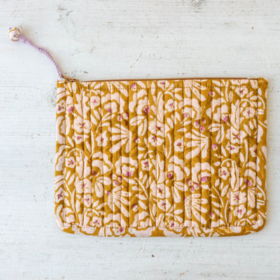 Quilted Cotton Zip Pouch