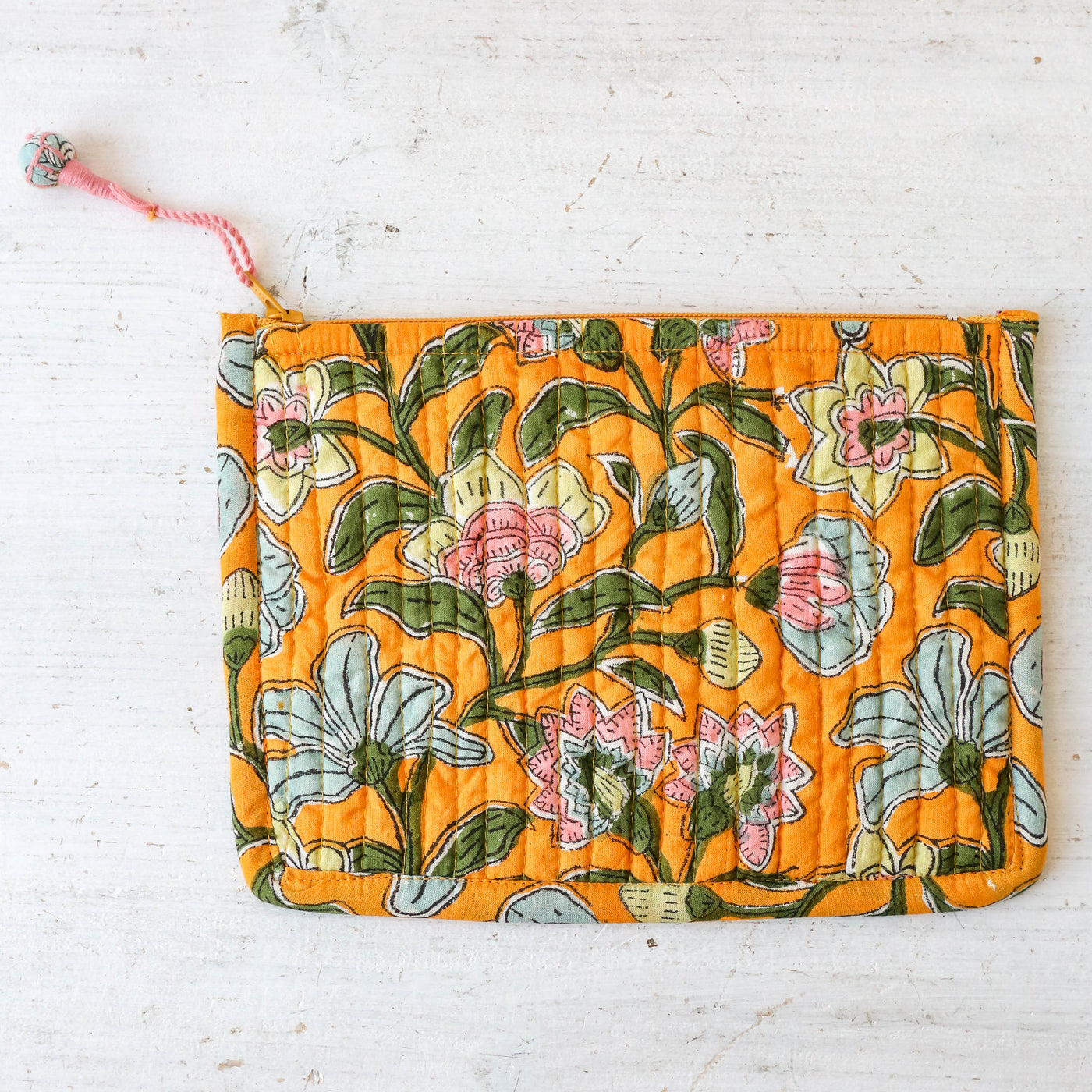 Quilted Cotton Zip Pouch