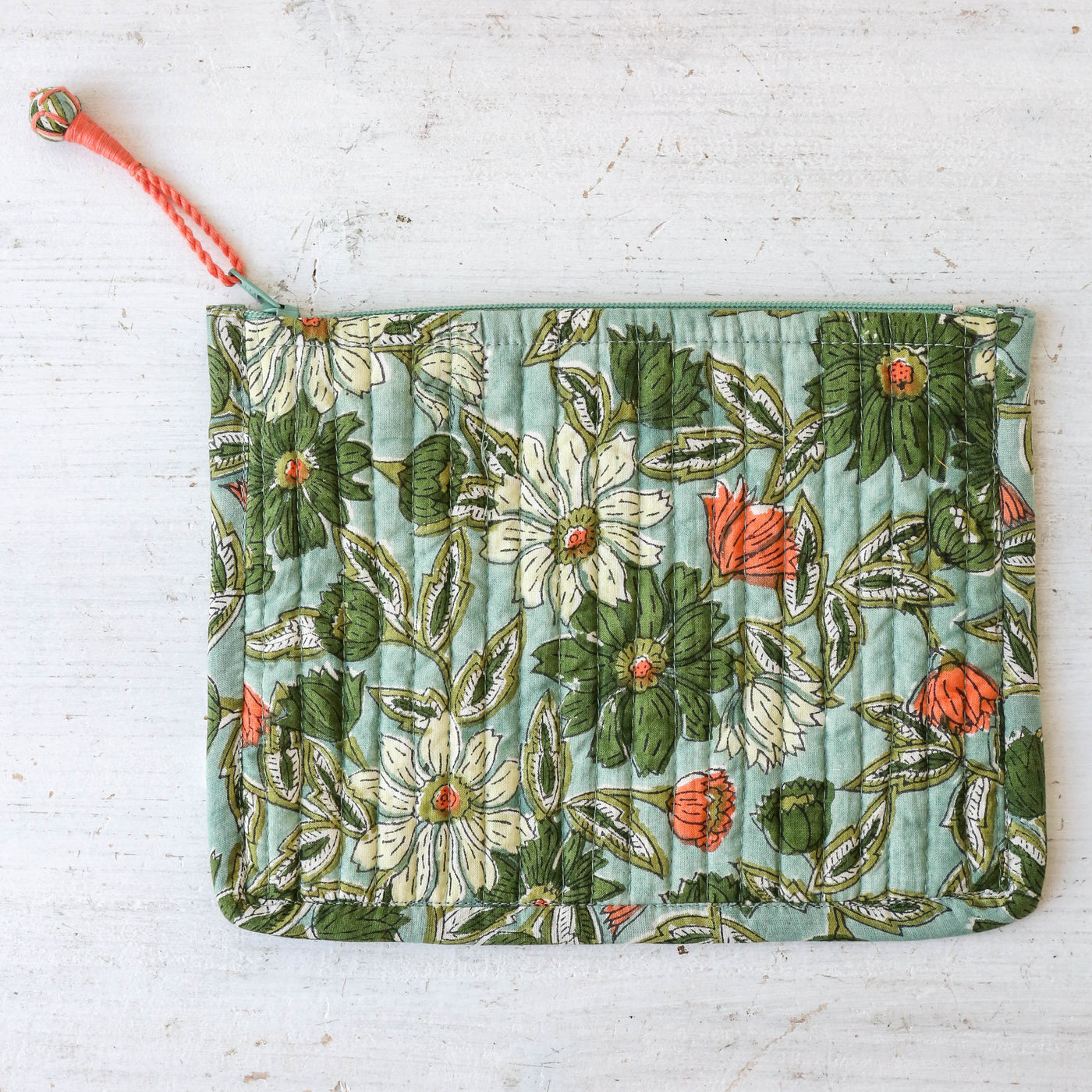 Quilted Cotton Zip Pouch