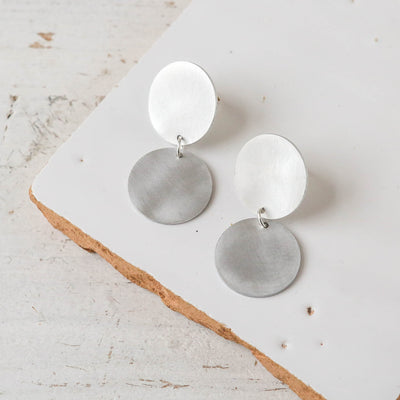 Silver Aluminium Double Dot Earrings