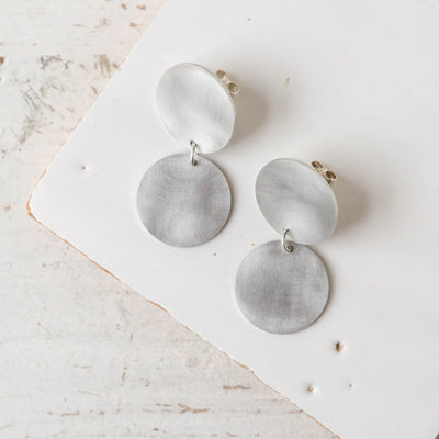 Silver Aluminium Double Dot Earrings