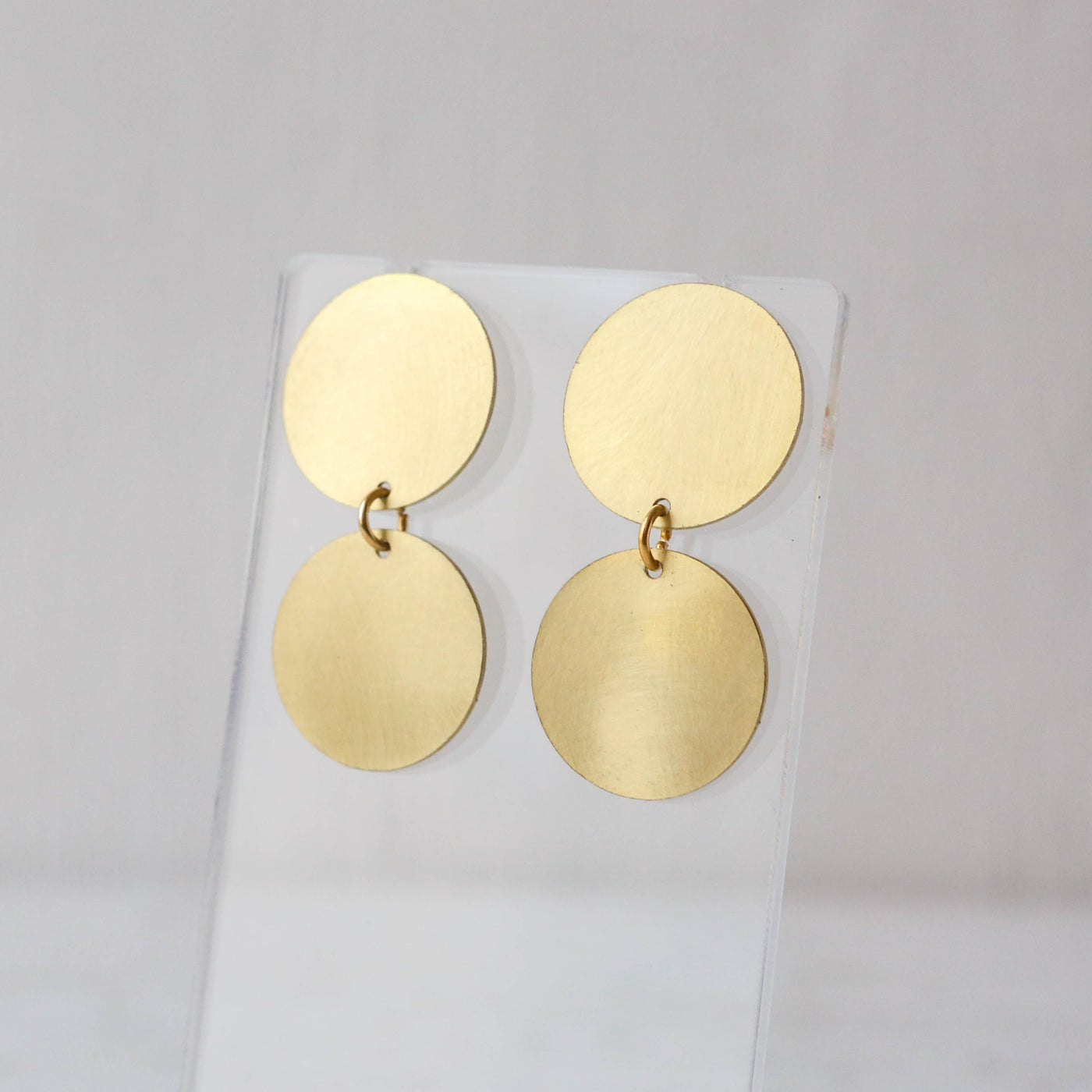 Brass Double Dot Earrings