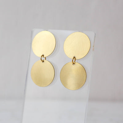 Brass Double Dot Earrings