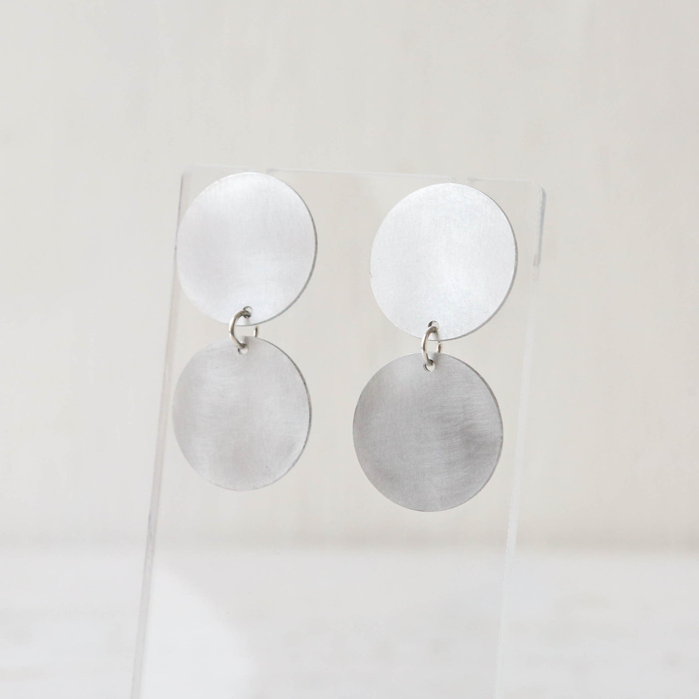 Silver Aluminium Double Dot Earrings