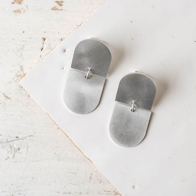 Silver Aluminium Arc Earrings