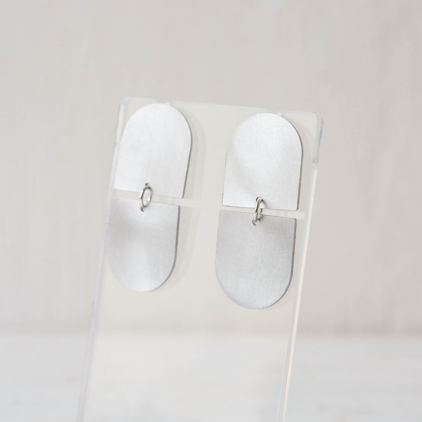 Silver Aluminium Arc Earrings