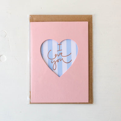 'I Love You' Pink Heart Card