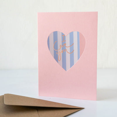 'I Love You' Pink Heart Card