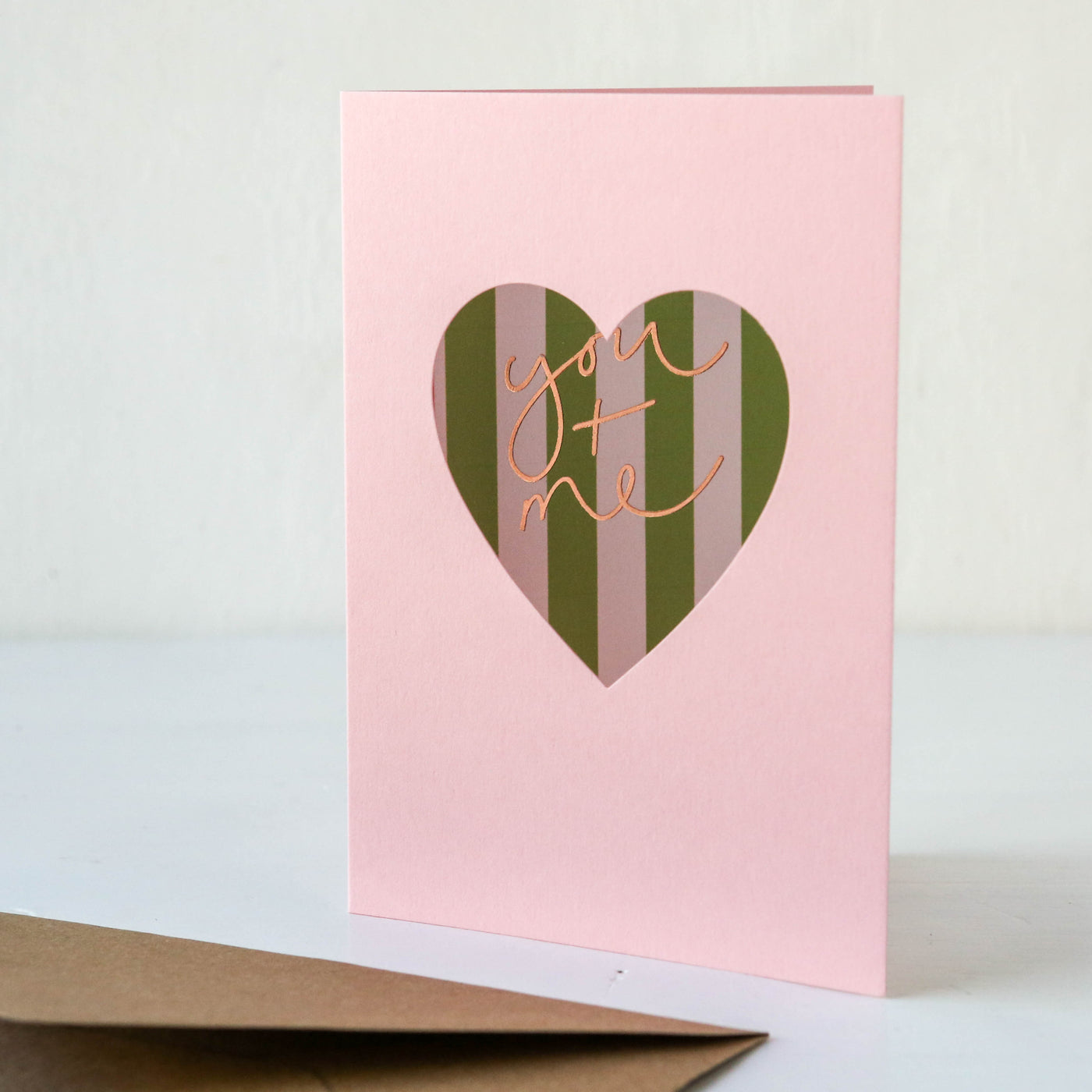 'You and Me' Pink Heart Card