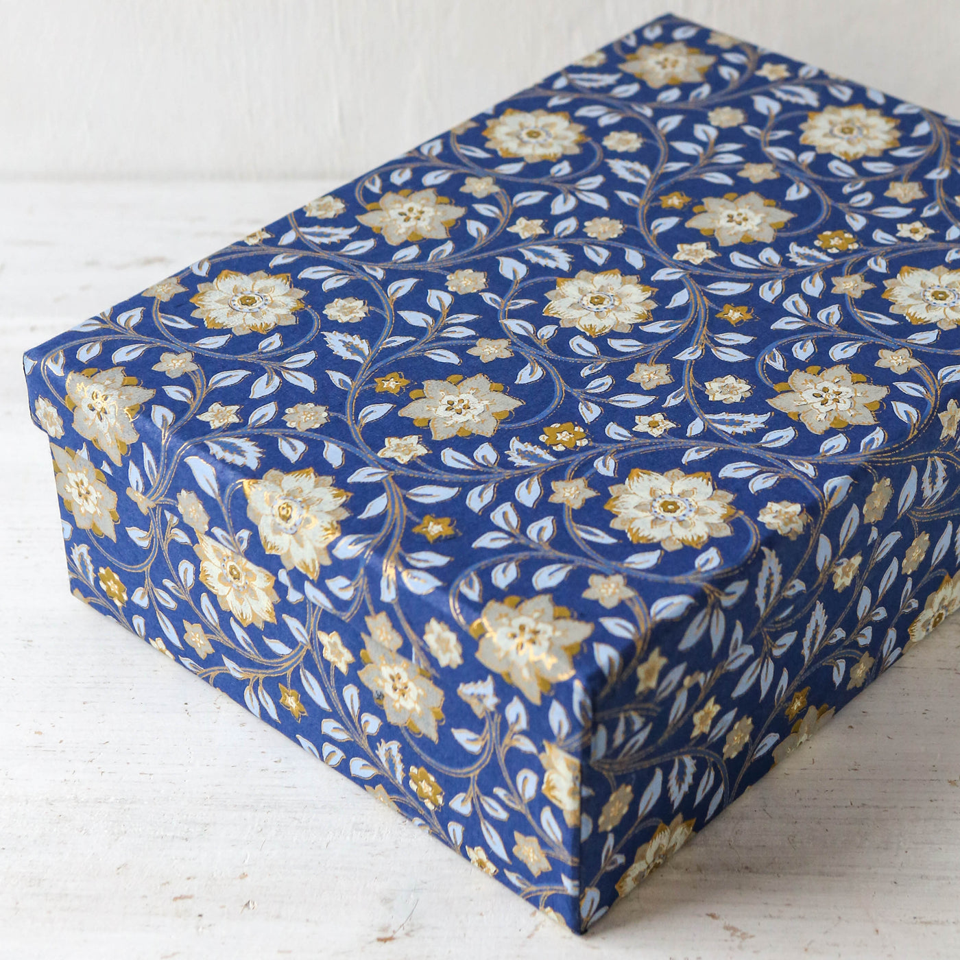 Squat Covered Box in Roja Indigo - Large