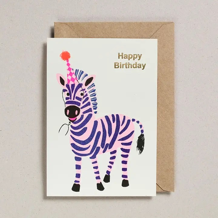 Happy Birthday Zebra Card