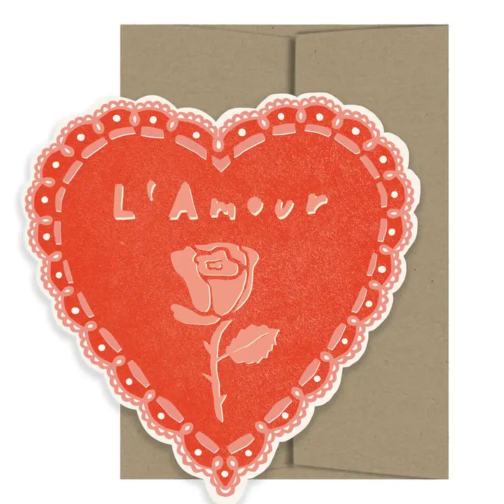 Rose Heart Amour Die Cut Card