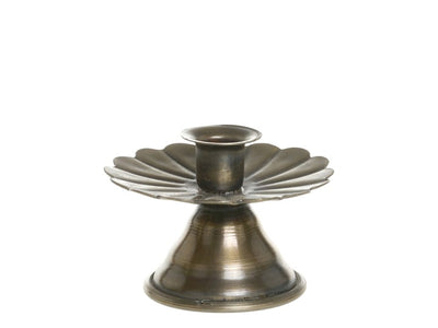 Footed Taper Candle Holder - Antique Brass