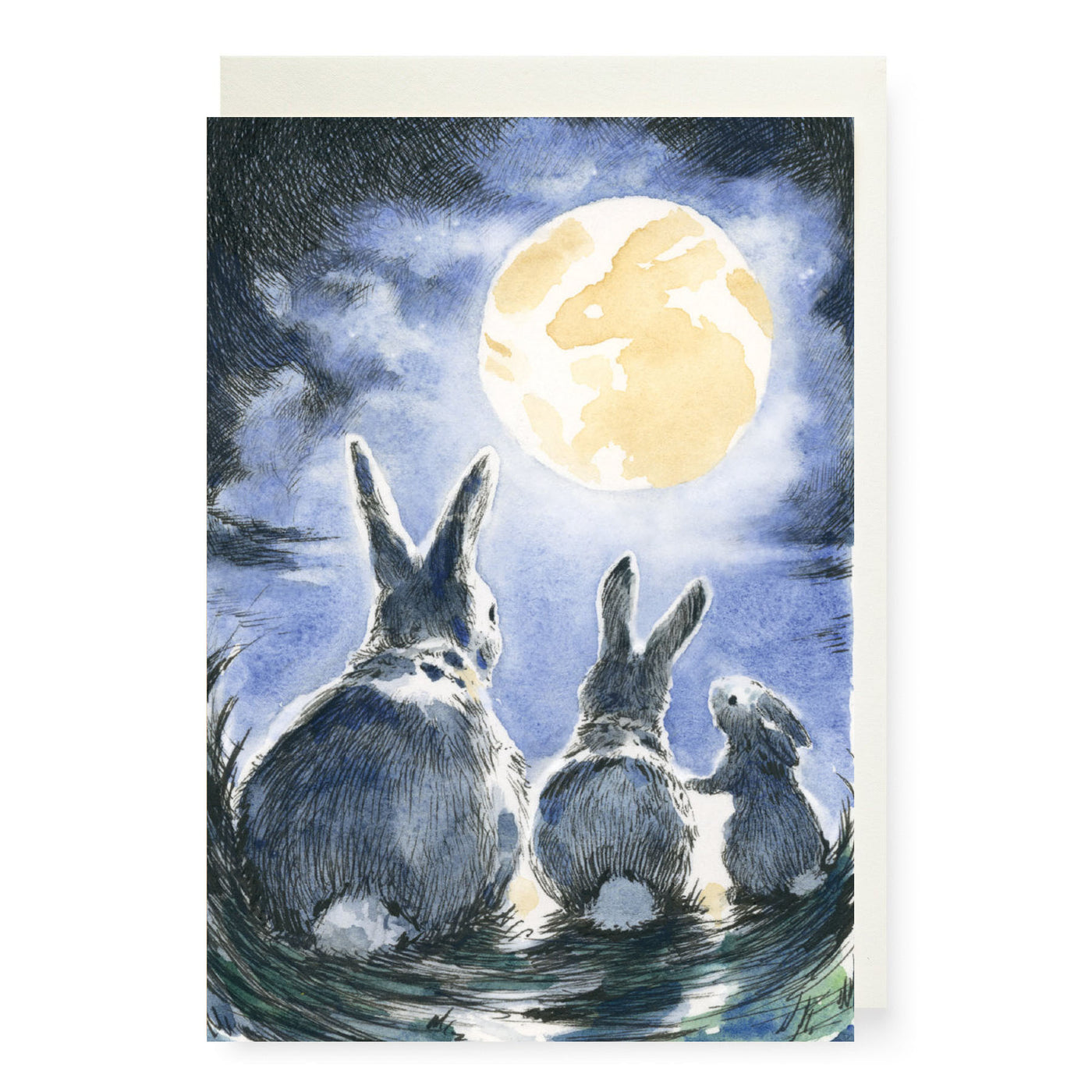 Full Moon Rabbits Card