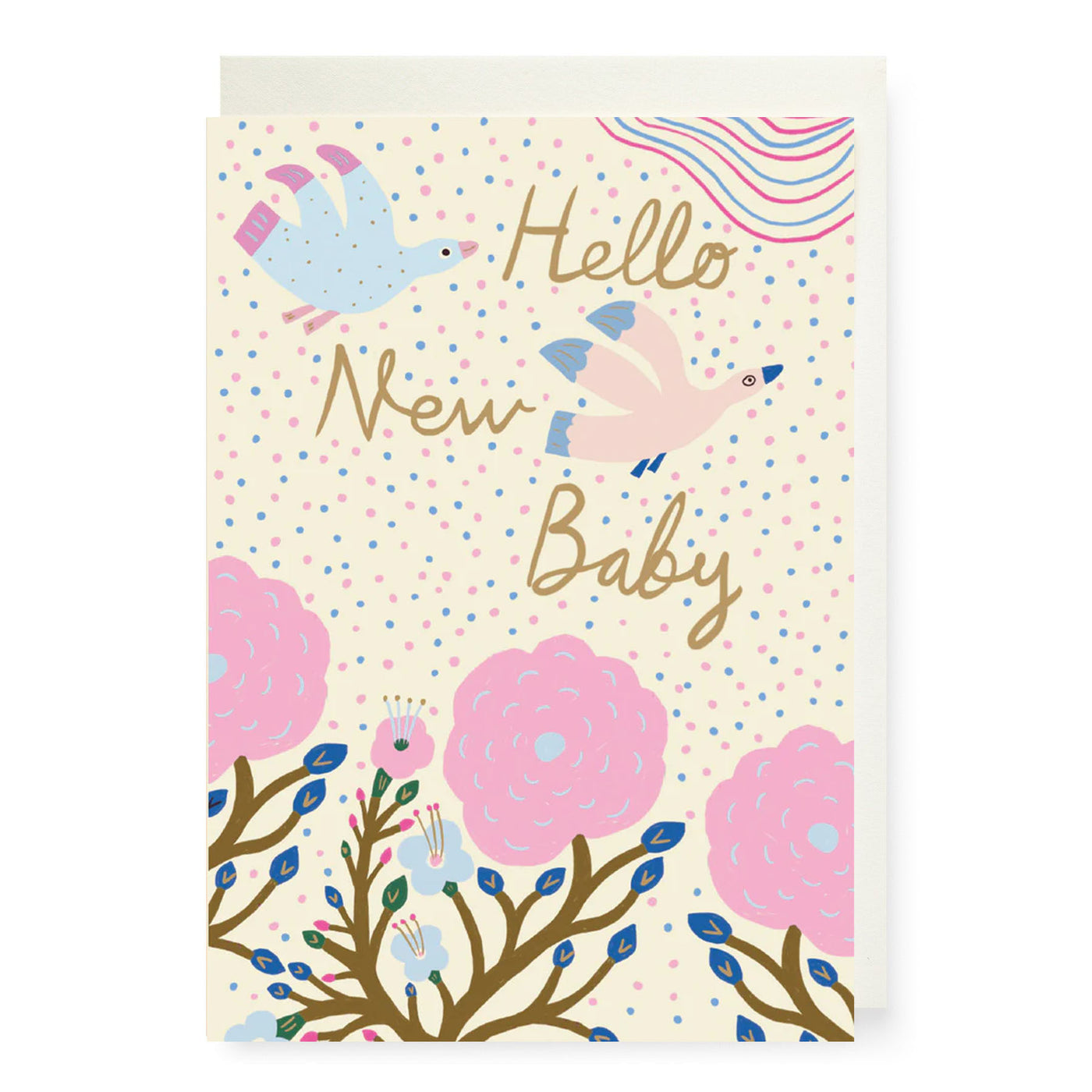 Hello Flying Birds Baby Card