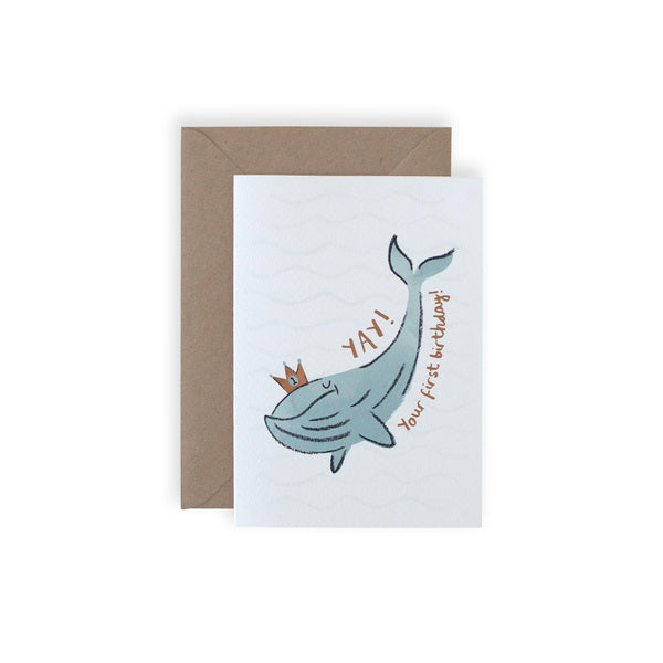 Whale First Birthday Card