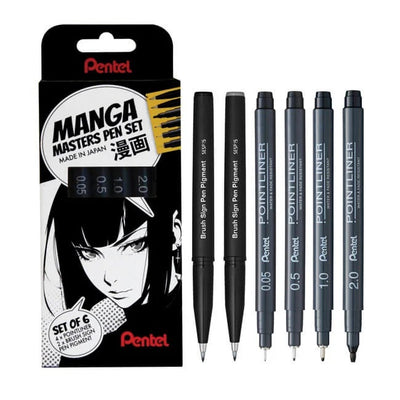 Pentel Manga Arts Pen Set of 6