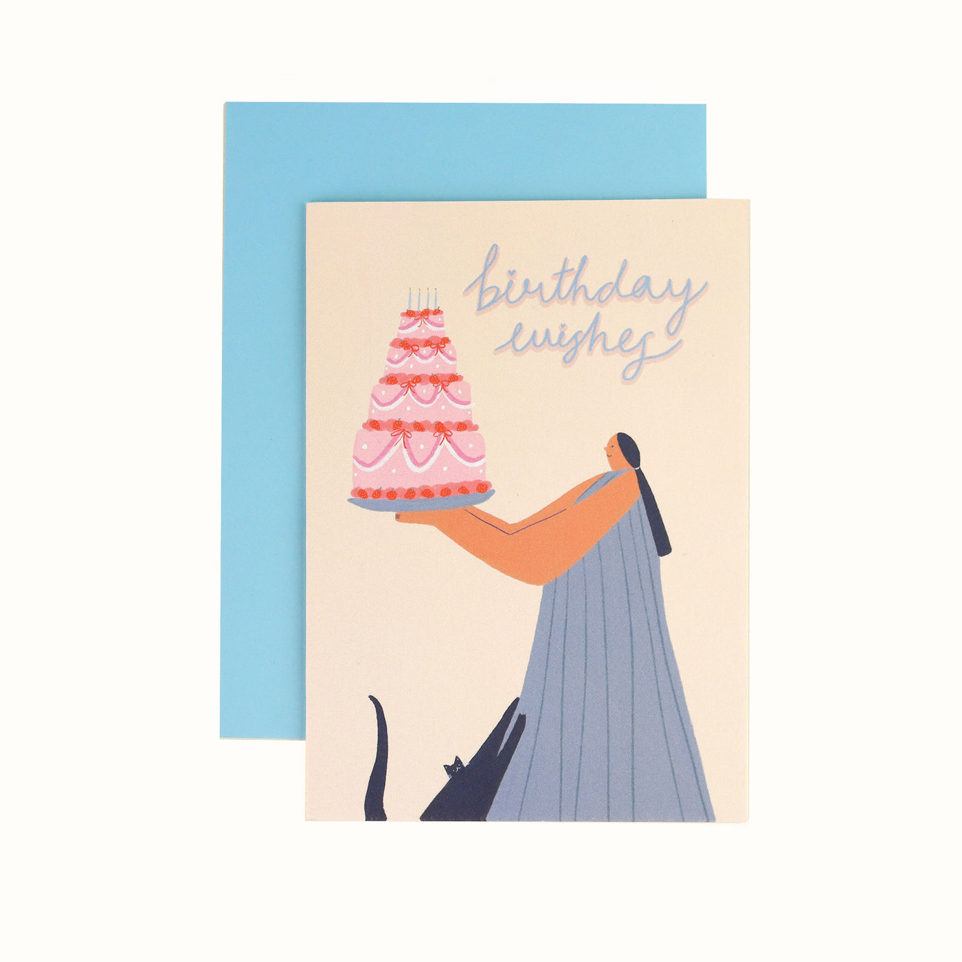 Cake and Cat Birthday Wishes Card