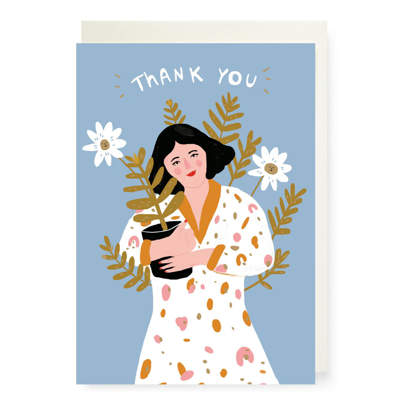 Woman with Potted Plant Thank You Card