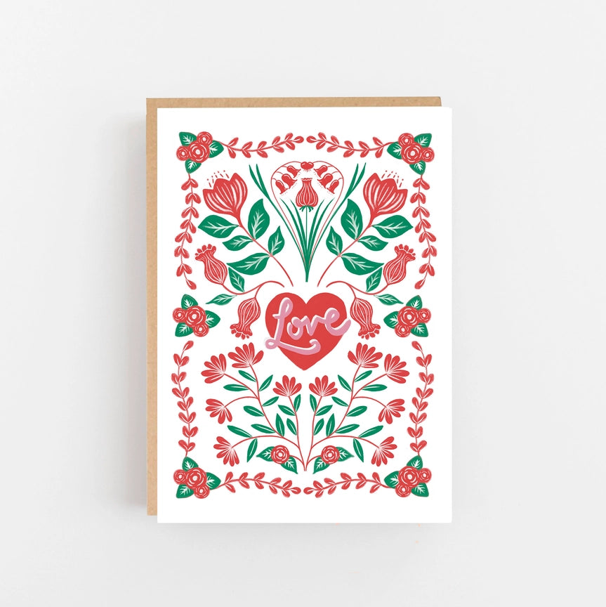 Green and Red Pretty Love Card