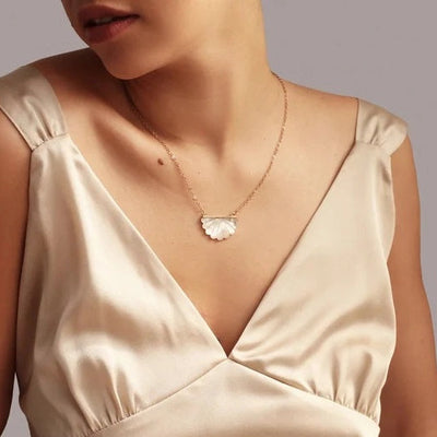 Mother of Pearl Scallop Necklace - Gold