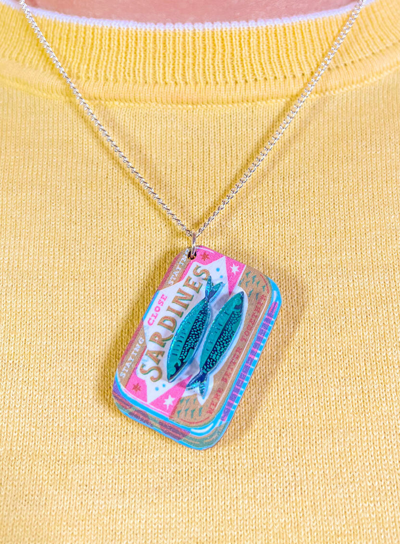 Sardine Tin Pendant Necklace