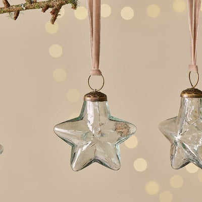 8cm Sardi Star Bauble - Clear