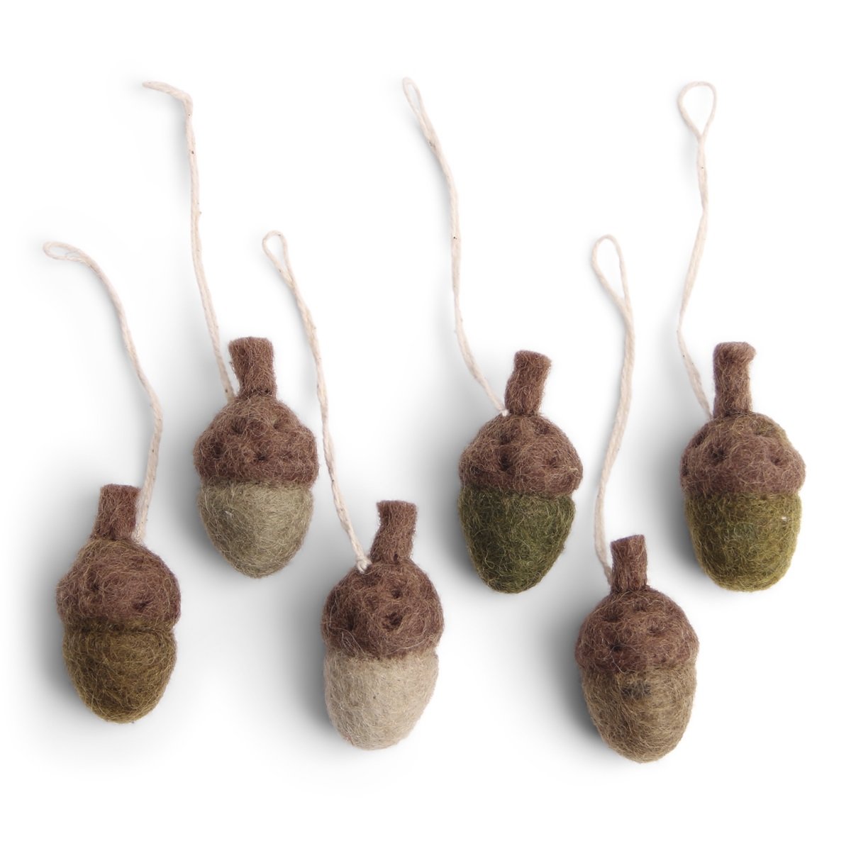 Felt Acorn Decorations - set of 6