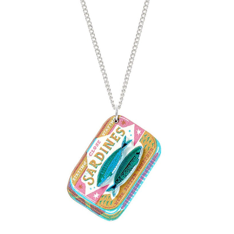 Sardine Tin Pendant Necklace