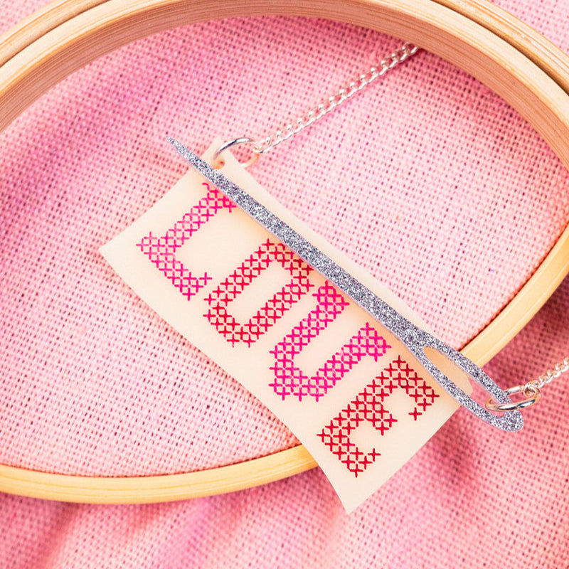 Love Cross Stitch Necklace