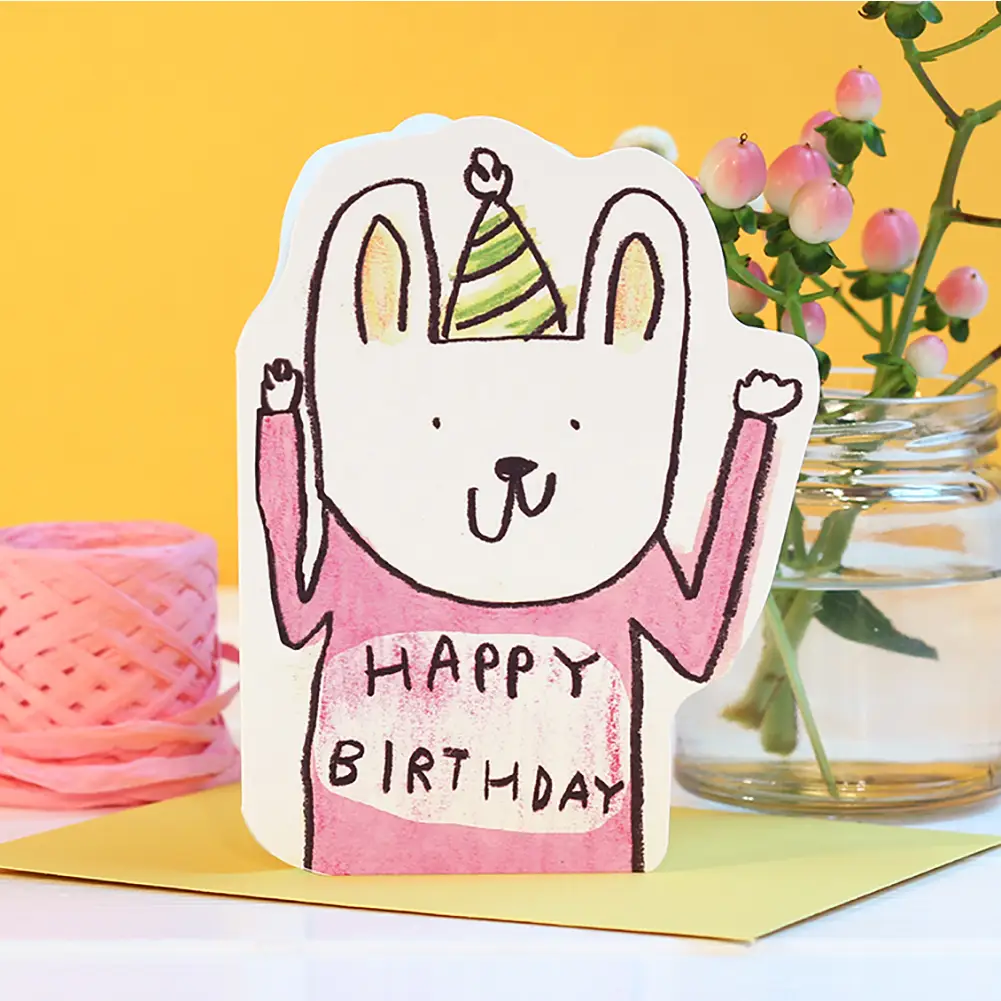 Cut Out Rabbit Birthday Card