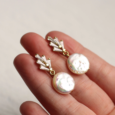 Deco Crystal Pearl Earrings