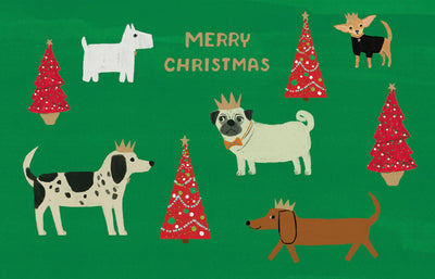 Merry Dogs with Hats - Pack of 8 Christmas Cards