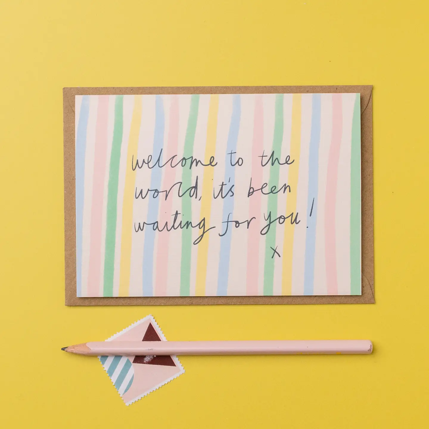 Welcome To The World Striped Baby Card