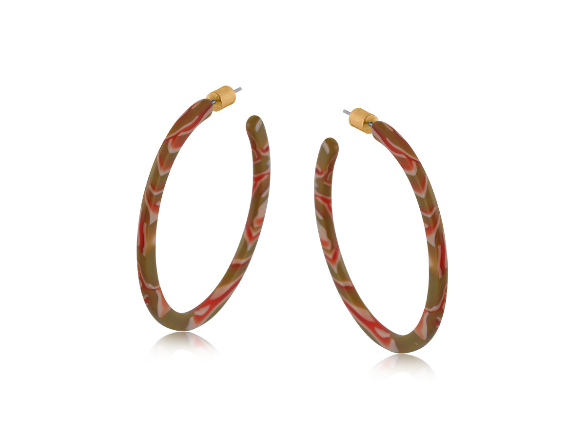 Oleandre Medium Sized Resin Hoop Earrings