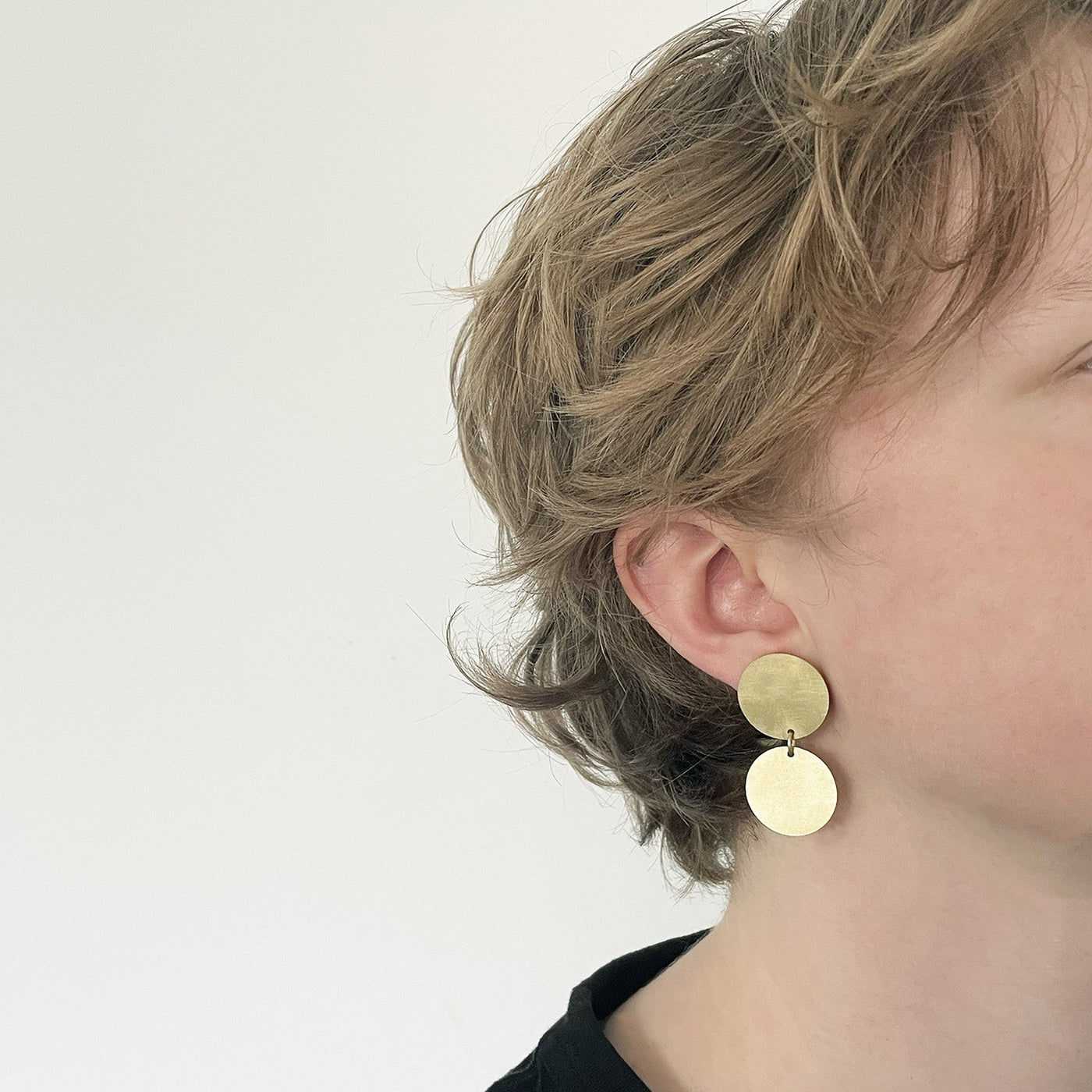 Brass Double Dot Earrings