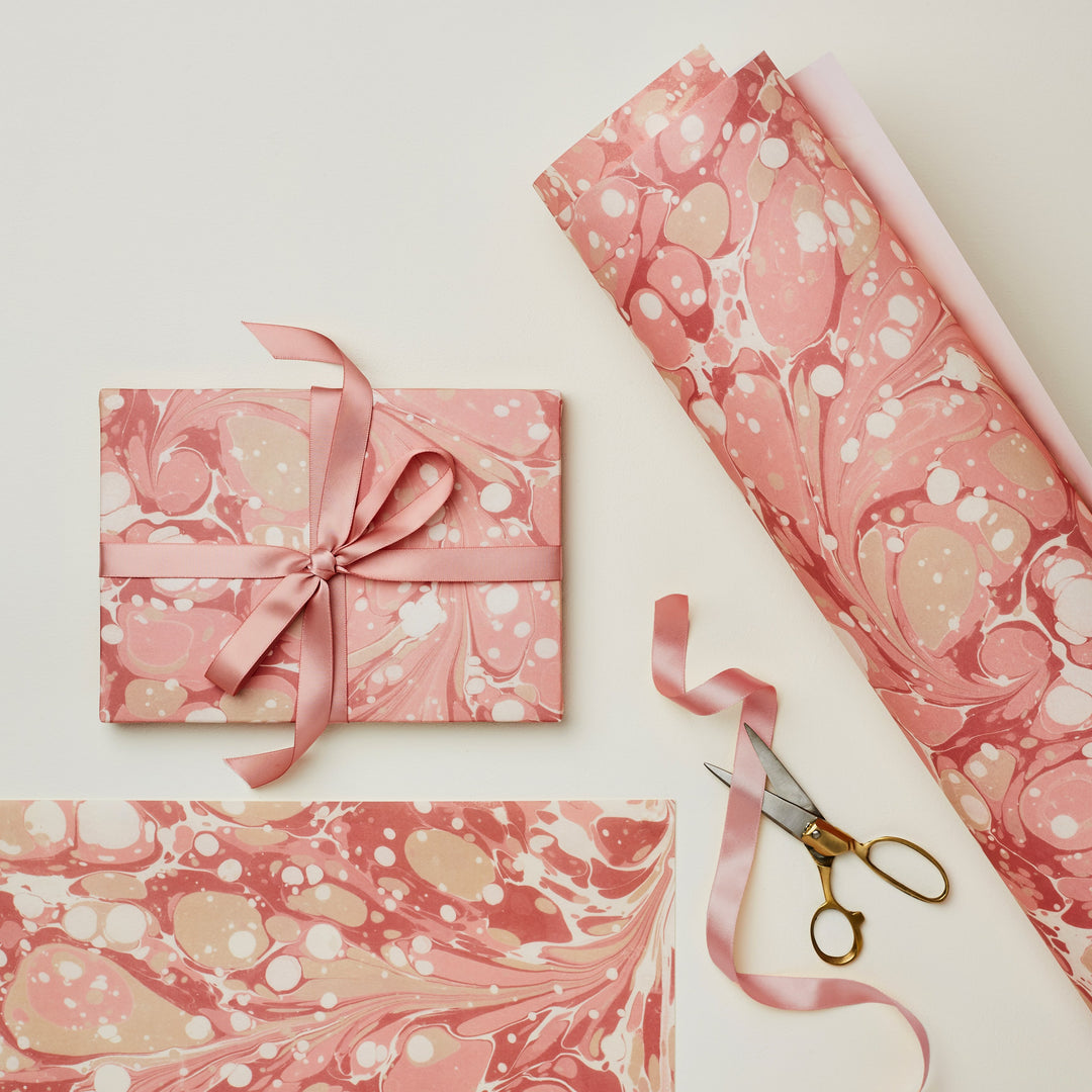 Pink Marbled Single Sheet Wrapping Paper