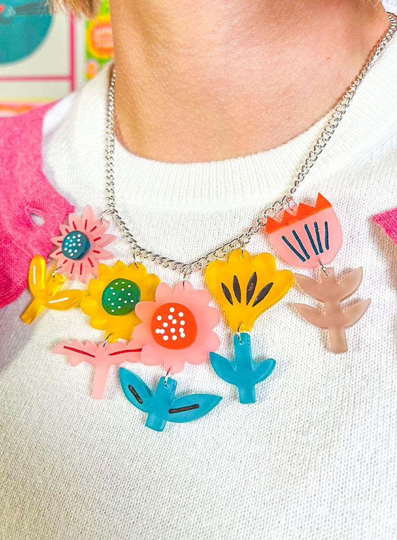 Springtime Flowers Statement Necklace