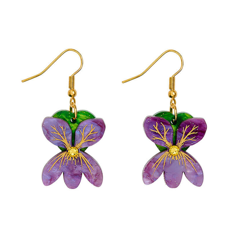 Sweet Violet Flower Earrings